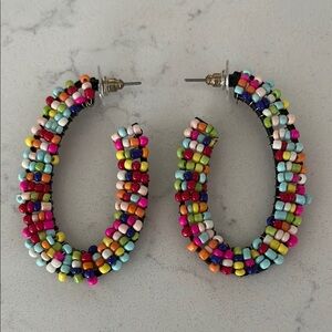 Colorful Beaded Hoop Earrings